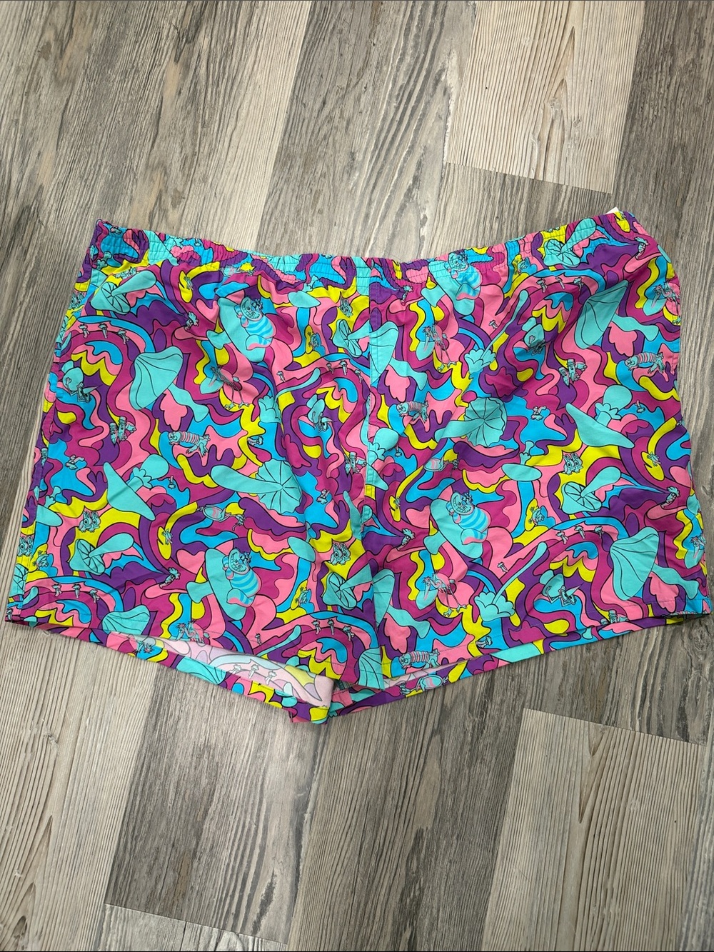 Alice in Wonderland psychedelic athletic Shorts in Teal Pink Purple